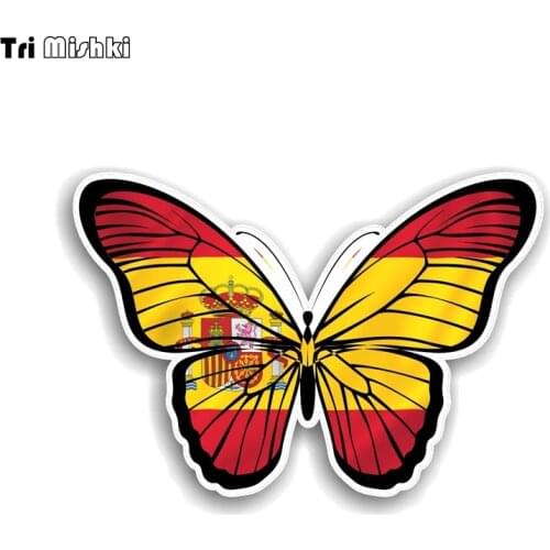 WCS998 beautiful butterfly with spain flag car sticker PVC colorful Decals Waterproof sticker on Car Body Rear Window