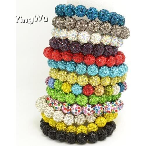 Yingwu 10pcs Lot Handmade Womens Rhinestone Round Crystal Beaded Stretch Bracelet Femme Bangle Bracelets Women Jewelry