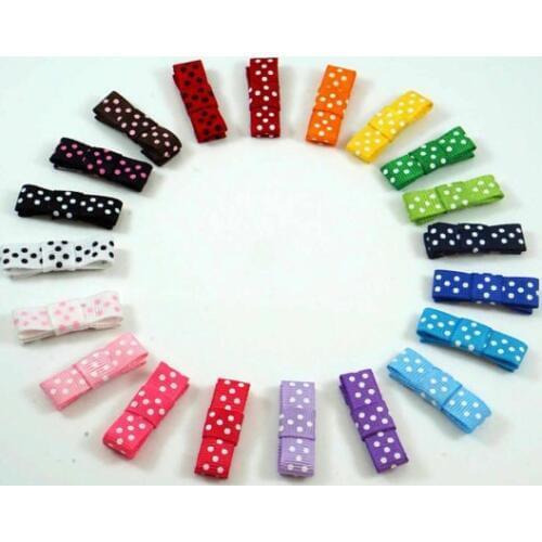 Small girls Bow Clip .Tiny dot Bow Snap Hair Clip 100pcs