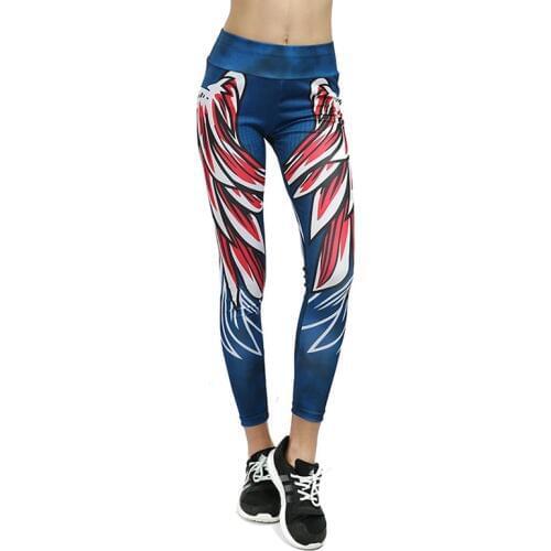 Sports Wing Printed Leggings Women High Waist Compression Yoga Pants Push Up Running Skinny Tights Female Gym Legging