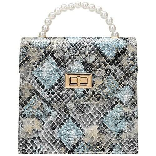 Animal Pattern Buckle Small Square Bag Snake Pattern Women Bags 2020 New Fashion Pearl Shoulder Bag Diagonal Women Bag Chain