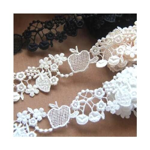 1Yard Width: 2cm, Strawberry cherry hollowed-out Water soluble Lacey decoration DIY Yarn skirt sewing accessories (SS-2017)