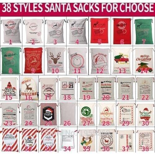 15pcs Santa Sacks Bulk Drawstring Canvas Bag Christmas Party Decorations Personalized Wedding Present Kids Toy Tote Sacks