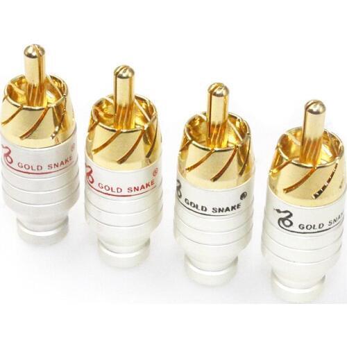 4PCS Brass soldering hifi audio video RCA plug Connector interconnect cable audio plug rca socket