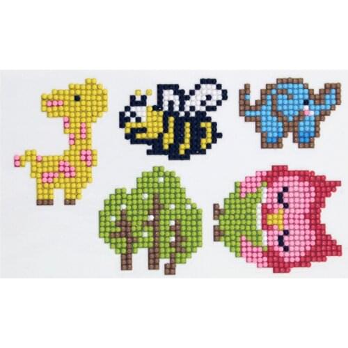 5Pcs Diamond Painting Stickers Diamond Mosaic Embroidery Cross Stitch Tree Pattern Elephent Picture Of Rhinestone DIY Gift