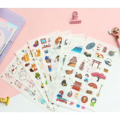 6pcs Cartoon animal travel pvc sticker diy decoration Diary Book Planner sticker for album scrapbooking Decoration papeleria
