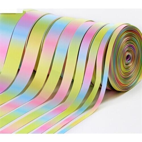 DoreenBeads 9/13/19mm Wide 9.4m Long Double Face Satin Light Rainbow Ribbons DIY Gift Package Shoelaces Party Decoration 1PC