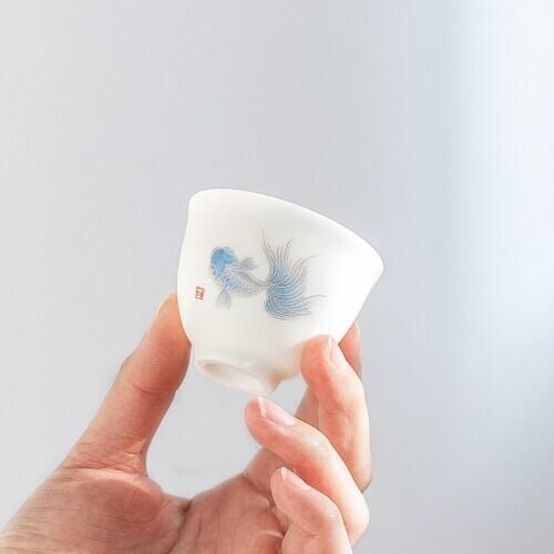 Ceramic Whiteware Tea Cup Set Kung Fu Tea Set Ceramic Tea Cup Individual Cup Master Cup Teacup Small Tea Cup Ceramic Teacups