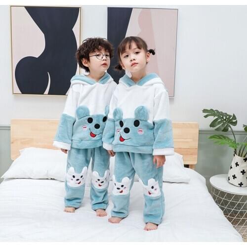 2020 2pcs Baby Boy Girls Underwear Set Flannel Thickening Pajamas Thermal Underwear Winter Boy Cartoon Clothing Suit BB15