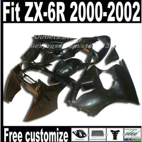 Motorcycle Fairings set for Kawasaki ZX6R 2000 2001 2002 Ninja 636 fairing kit ZX-6R 00 01 02 all black bodywork AF25