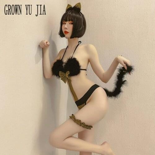 Sex Play Slutty Katze Uniform Open Crotch Bodysuits Porno Cat Girl Uniform Erotic Cosplay Costume Sexy Japanese Naughty Lingerie