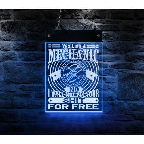 Mechanic Funny Quote LED Neon Sign Fix Your Shit For Free Electronic Decor Wall Light Handyman Repair Shop Hanging Display Board