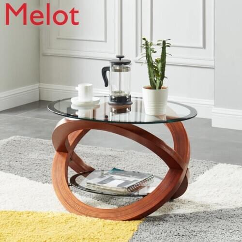 Fashion Luxury Simple round Sofa Side a Few Seating Area Nordic Creative Ins Personality Temperered Glass Small Coffee Table