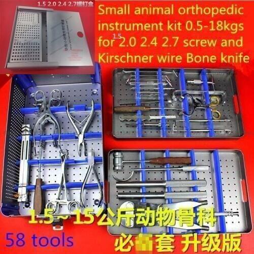 Medical Small animal orthopedics instrument Kit 59 tool set Veterinary 0.5-18kg PET 1.5 2.0 2.4 2.7 screw bone plate install AO