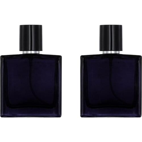 Nbyaic 50pcs Ink blue perfume bottle 30ml 50ml flat square glass bottle detachable glass bottle spray bottle empty bottle