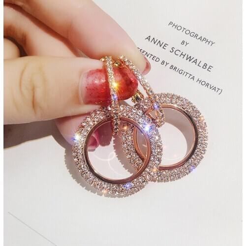 New creative round elegant crystal earrings for women sunshine stud earrings wedding party jewelry gift