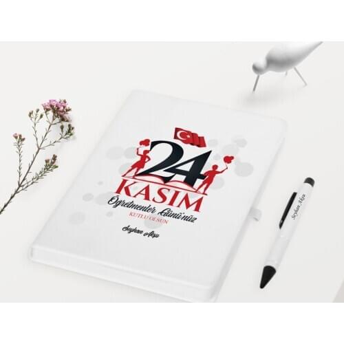 Personalized Teachers Days Happy Themed White Notebook Pen Gift Set-2