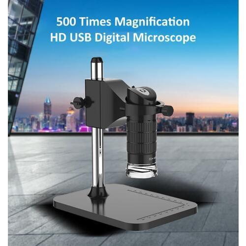 Handheld USB Digital Microscope 500X 2MP Electronic Endoscope Adjustable 8 LED Magnifier Camera with Stand