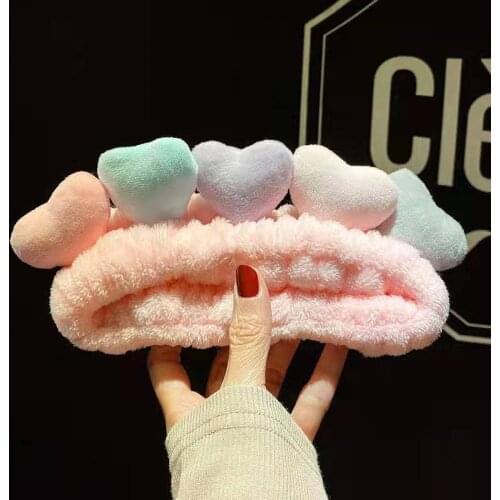 Fashion Hair Holder Headbands For Women Soft Coral Fleece Hair Bands Bow Letters Heart Girls Hairbands Turban Hair Accessories