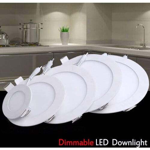 Dimmable Round Led Panel lights 3w 4w 6w 9w 12w 15w 18w SMD2835 LED Ceiling Recessed Lamp AC110V 220V Ultra Thin LED downlights