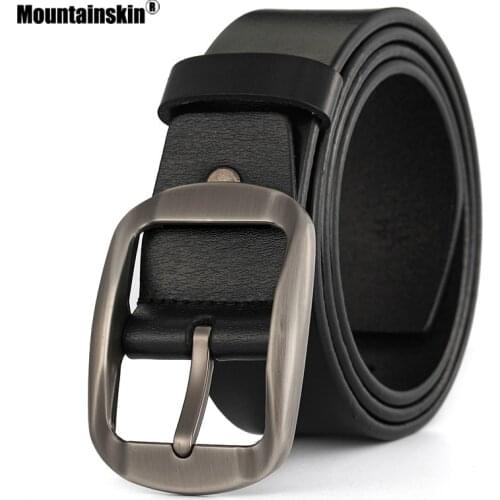 Mountainskin New Mens Belt Buckle Letaher Belt Mens Business Style Solid Color High Quality Belt Male MT186