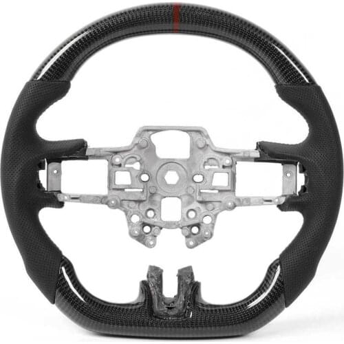 Steering Wheel Preforated Leather W/ Stitching Carbon Fiber Fit for Ford Mustang EcoBoost GT Shelby GT350/GT350R 2018 2019 2020