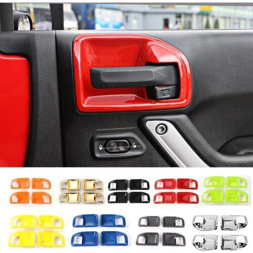 SHINEKA ABS 4 Doors Car Interior Door Handle Bowl Decoration Cover Trim Stickers For Jeep Wrangler 2011-2016 Car Styling