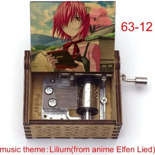 Japanese Anime Elfen Lied Music Box Music Theme Lilium Lucy Print Wood Musical Box Music Toys for Kids Girls Friends Home Decor