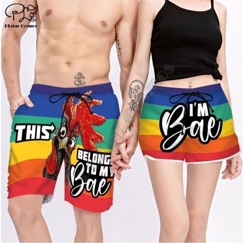 PLstar Cosmos BELONGS TO MY BAE Mens and women Shorts Summer Casual Short Harajuku 3D Printed Loose Cool Beach Comfortable