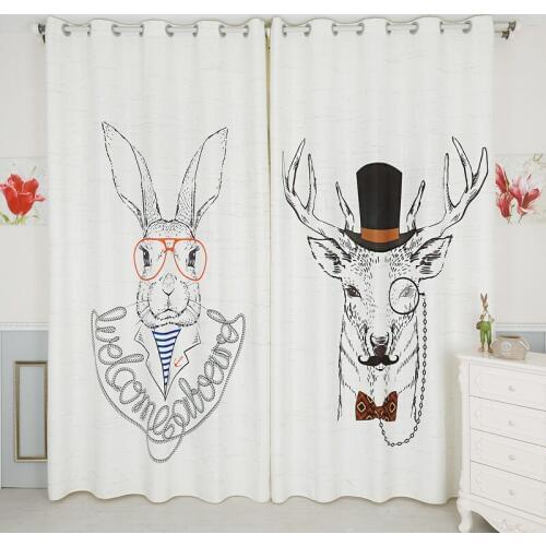 Custom Made 2x Grommet Window Drapery Curtain Nursery Kids Children Room Window Dressing Tulle 200x260cm Sika Indeer Rabbit