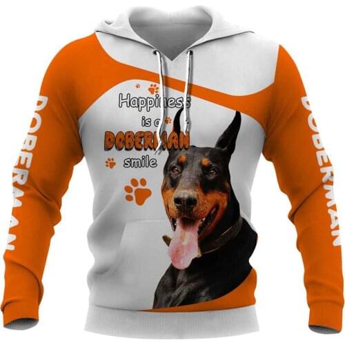 CLOOCL Doberman Smile Men Hoodies Animals Dog Letter Paw Print Tops Long Sleeve Casual Men Clothing Unisex Streetwear