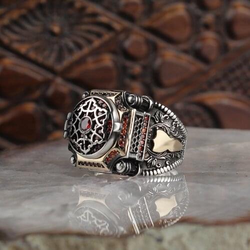 Zircon 925 Silver Traditional Handmade Turkish Ring Luxury Engraving Quality Best Craftman Jewelry Gift for Women Men