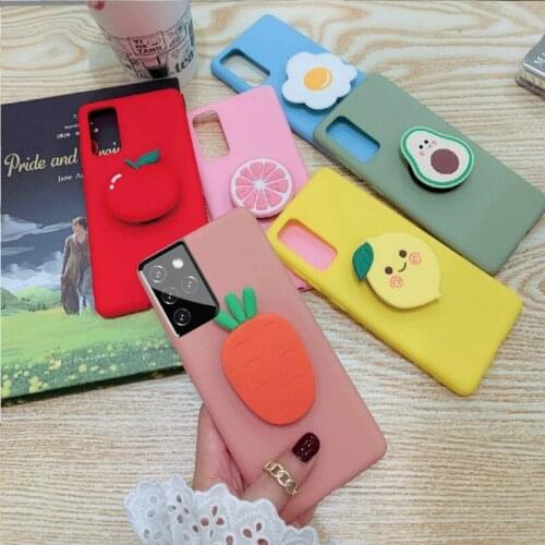 For Samsung Galaxy S21 S30 Ultra Cute Fruit Case cover For samsung s21 s30 plus s21 3D Cartoon Phone Holder Silicone TPU cover