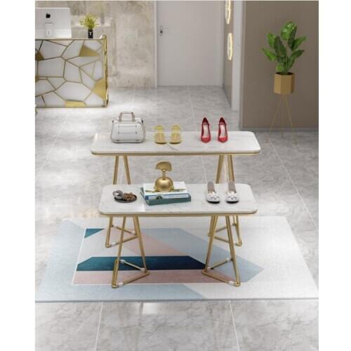 Clothing store display desk, water table, gold display table, shoes, bags, shelves, womens clothing store display shelves, simp