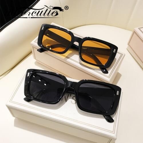 WHO CUTIE Trendy Oversized Rectangle Sunglasses Women Men 2021 Brand Design Chunky Frame Sun Glasses Vintage 90s Shades S436