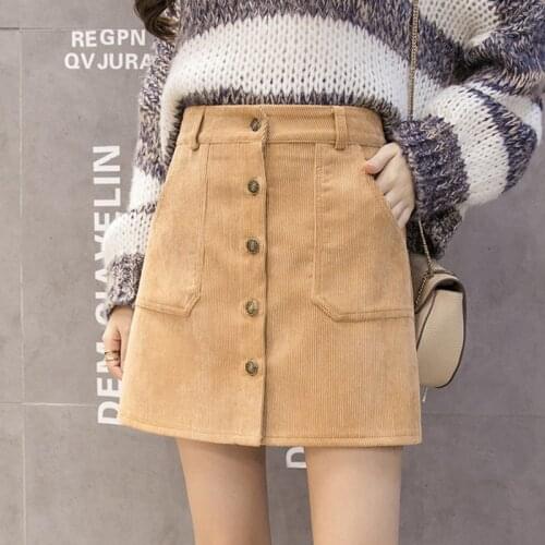 Winter Autumn Corduroy Skirt Ladies Fashion High Waist Skirts Womens Casual Fashion Black Khaki Pink White Mini Skirt NS4112
