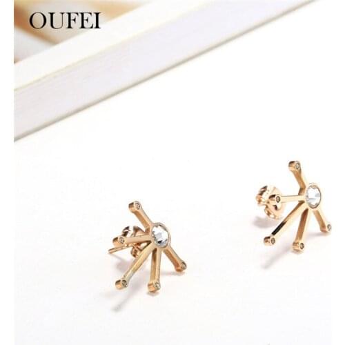 OUFEI Stainless Steel Jewelry Rose Gold Set Of Earrings Female Geometric Earrings For Women Vogue 2019 Summer Accessories