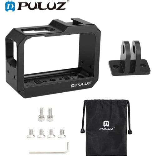 PULUZ Aluminum alloy Frame Mount Protective Case Cage &Cold Shoe Base Slot & Tripod Base Adapter for Insta360 One R Accessories