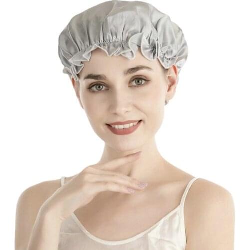 Women Sleep Cap 100% Real Silk Satin Night Hair Fashion Curling Bonnet Hat Silk Head Cover Wide Elastic Band Women Satin Bonnet