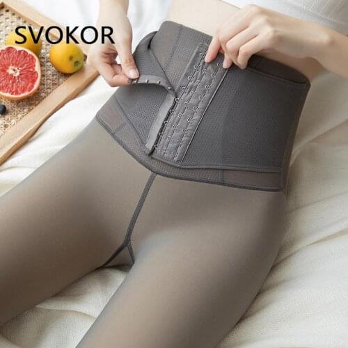 SVOKOR Winter Warm Thick Leggings Women Slimming High Waist Leggings Skin-Transparent Thicker and Velvet Feminino Body Shaper