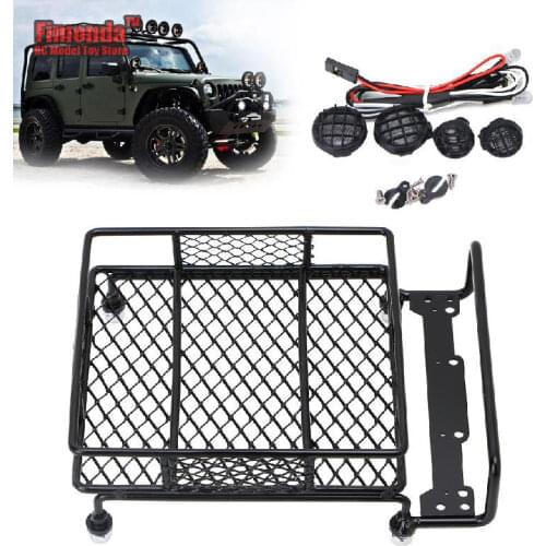 1Set RC Car Roof Luggage Rack Car Roof Lights Set For Tamiya 1/10 SCX10 CC01 RC4WD D90 RC Climbing Truck Model Decor Simulation