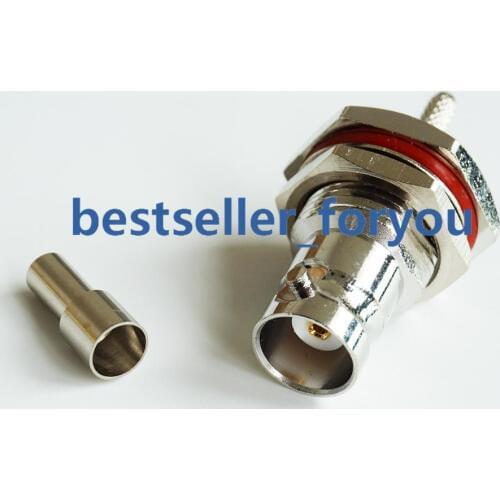 1Pcs BNC Q9 Female Bulkhead Crimp Window RG174 RG316 LMR100 Cable RF Connector