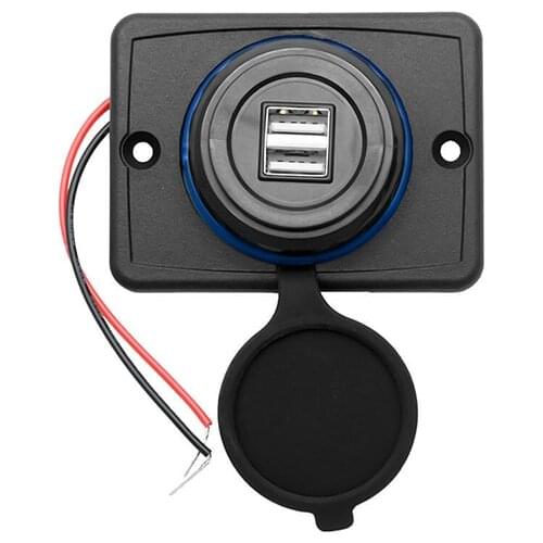 1PC Dual USB Charger Power Socket Plug Panel for Truck Car Boat Motorcycle DC 12V Replacement Automotive Electronic Accessories