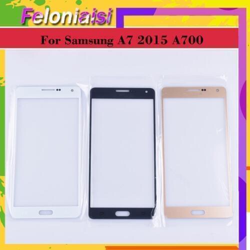 10Pcs/lot For Samsung Galaxy A7 2015 A700 A7000 A700H A700F A700FD Touch Screen Front Panel Glass Lens Front Outer LCD
