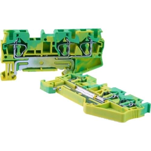 PE Din Rail Terminal Blocks1 ST-2.5TWIN PE Connectors Return Pull Type Three Conductor Spring Ground PE Wire Conductor 10Pcs