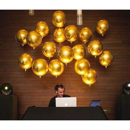 10 PCS Rose Gold Silver 4D Round Foil Balloons Wedding Birthday Party Decoration Kids INflatable Helium Globos Toys
