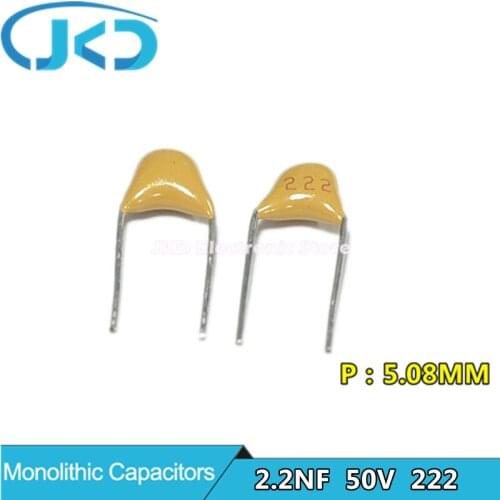 100Pcs 50V 2.2NF 222 Monolithic Ceramic Capacitor