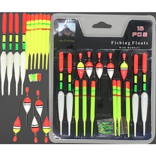 15pcs Assorted Sizes Lot Fishing Lure Floats Bobbers Slip Drift Tube Fishing Accessories Sport Fishing Float