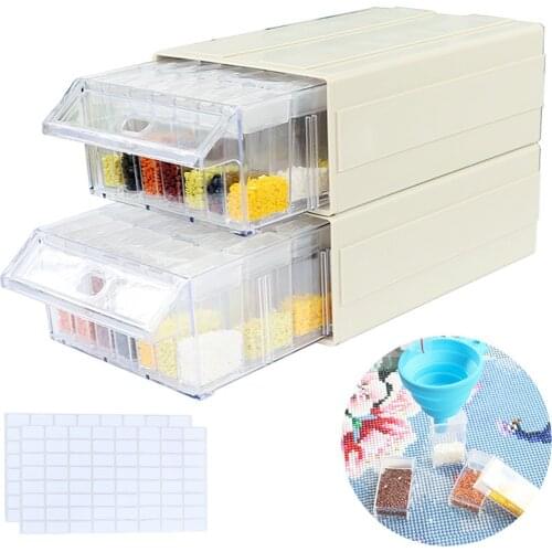 70 Slots Acrylic Storage Box Diamond Painting Kits Nail Art Rhinestone Tools Beads Storage Box Case Organizer Case
