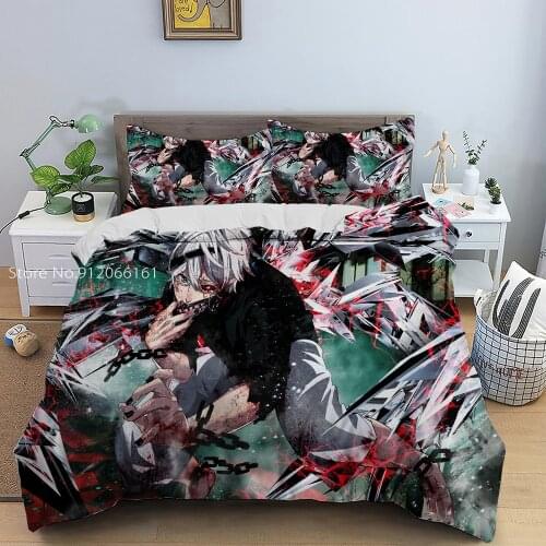 Anime Tokyo Ghoul Duvet Covers 3D Printed Bedding Set Spring Winter Bedding Set For Bedroom Bedclothes Kids Teen Bed Linen